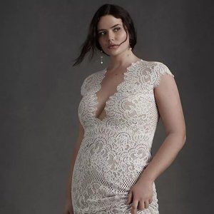 Wtoo by Watters Philomene Lace Cap-Sleeve Wedding Gown-Anthropologie-BHLDN-16W